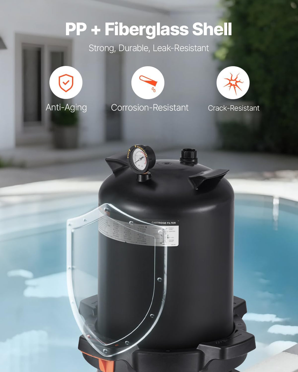2026 Pro Pool Cartridge Filter System 200 sqft, Pool Filter for Inground & Above Ground Pools, Compatible W/Pumps