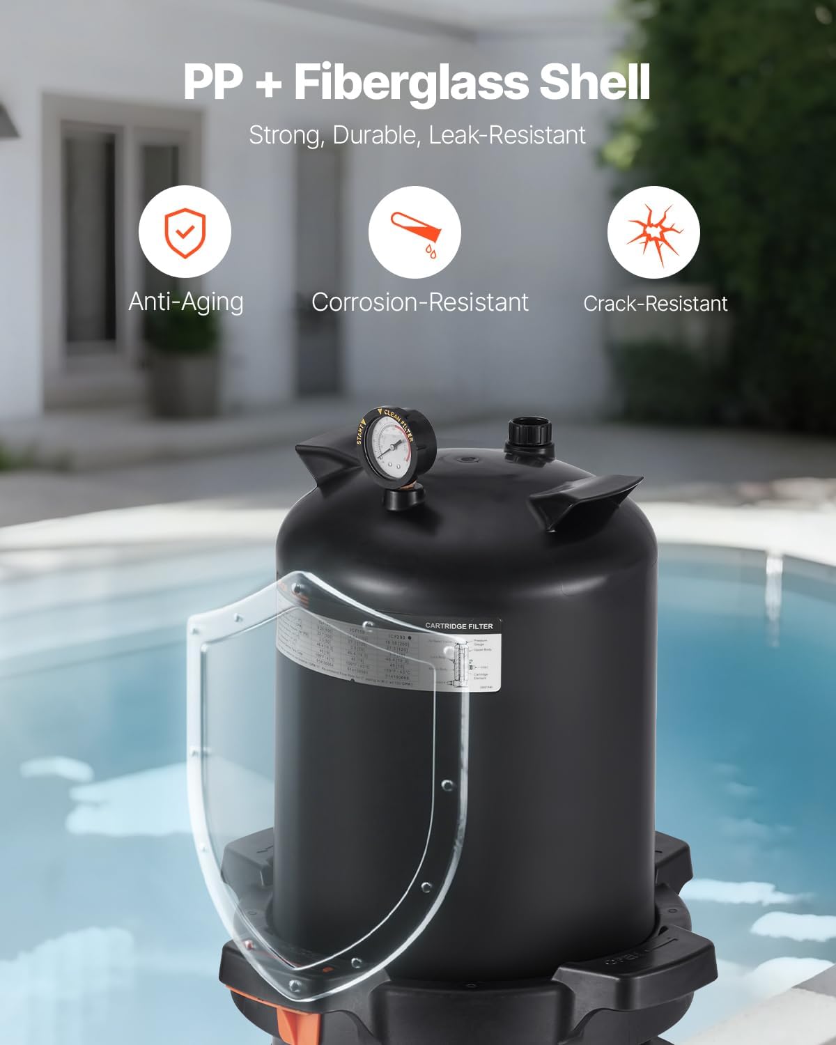 2026 Pro Pool Cartridge Filter System 200 sqft, Pool Filter for Inground & Above Ground Pools, Compatible W/Pumps