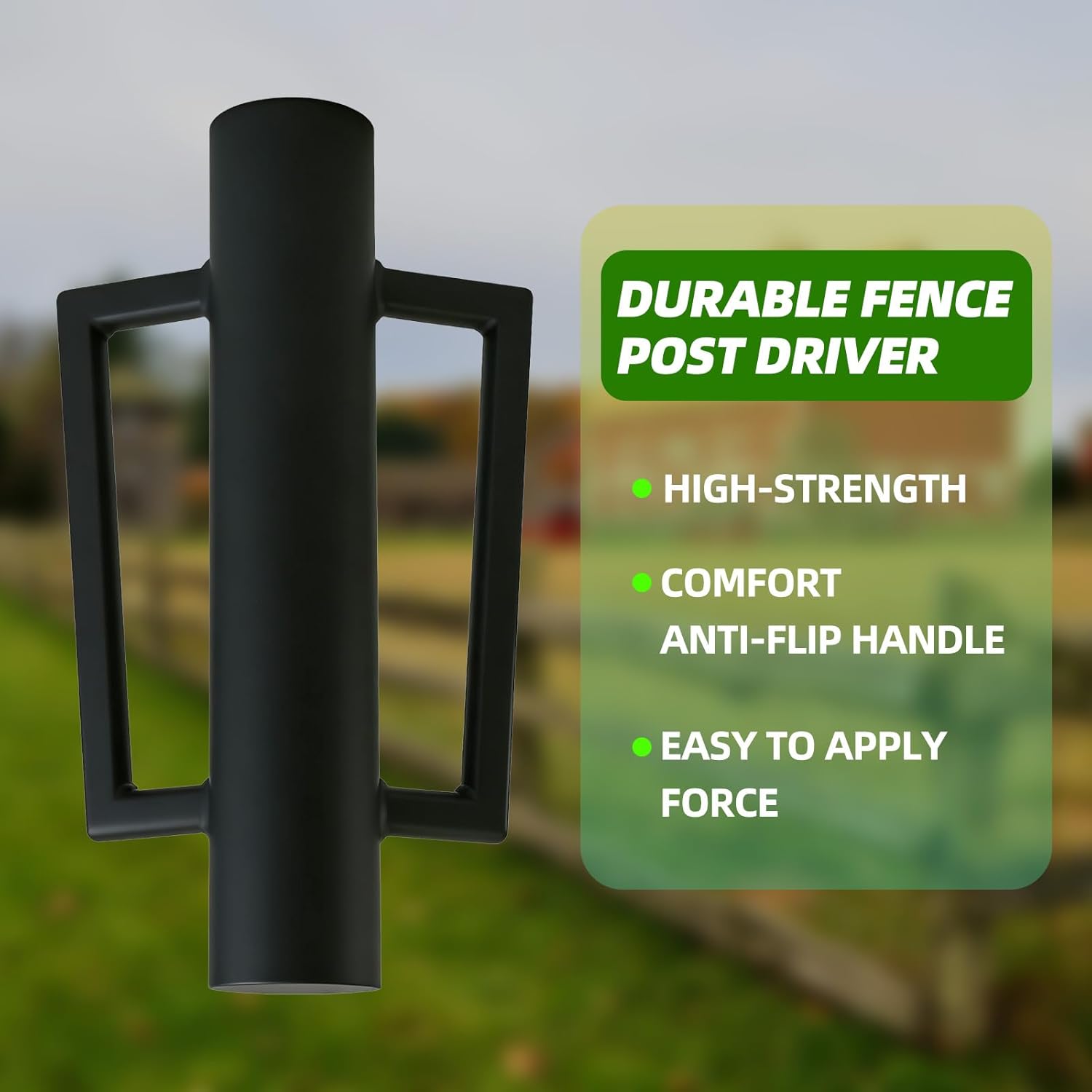 Fence Post Driver with Handle 16.5 Inch T Post Driver, 8LB Heavy Duty Hand Post Pounder, 2.7 inch Inner Diameter Hand