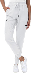 High Waisted Jogger Style Scrub Pants Petite White