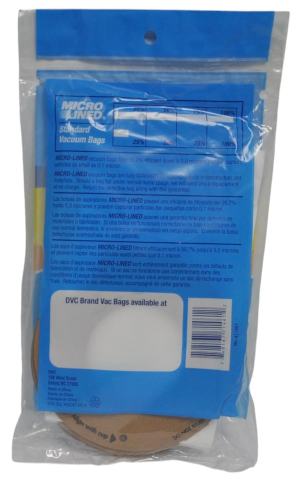 Microlined Vacuum Bags Designed to Fit Eureka Type PL Vacuums 471461