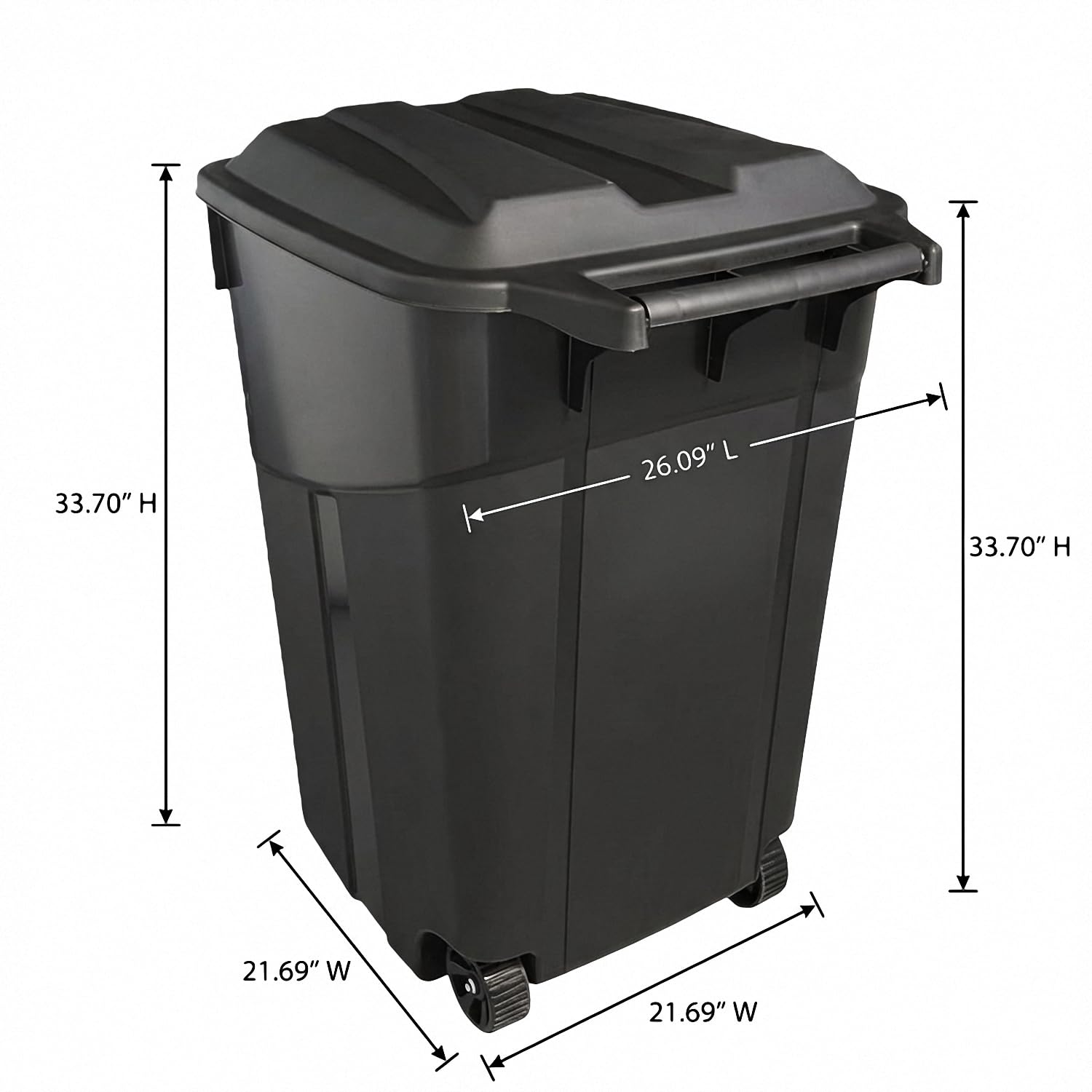 32 Gallon Outdoor Trash Can with Lid - Heavy Duty Garbage Bins with 2 Rugged Wheels,Wheeled Heavy Duty Plastic