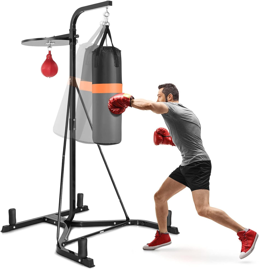 Punching Bag with Stand for Adults, Free-Standing Heavy Bag Stand with Height Adjustable Speed Bag for Boxing