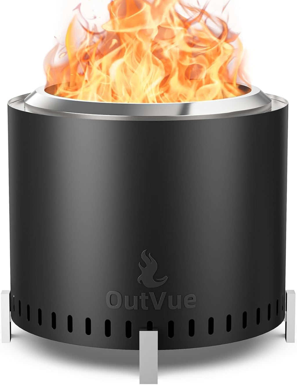 19.5 inch Stainless Steel Smokeless Fire Pit with Tote Bag