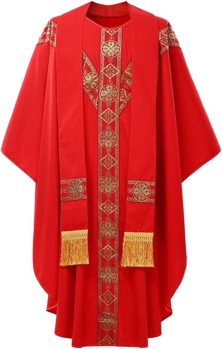 Catholic Priest Chasuble Church Mass Vestment Robe with Stole