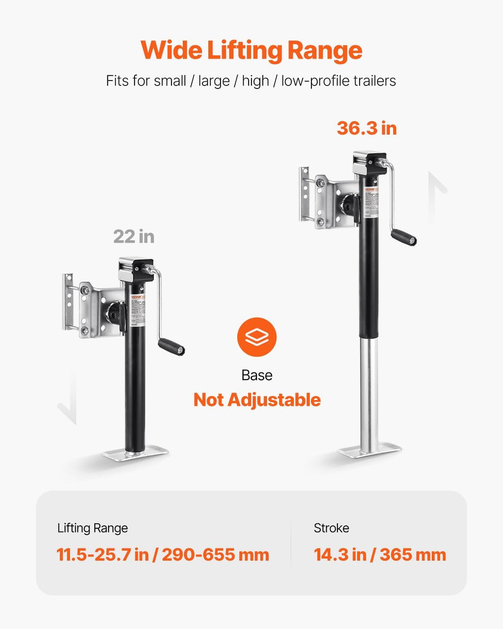 5000 lbs Dynamic Load Capacity, Heavy Duty Swivel Bolt-on Trailer Jack, 14.3" Lift Trailer Jack Stand with Handle for