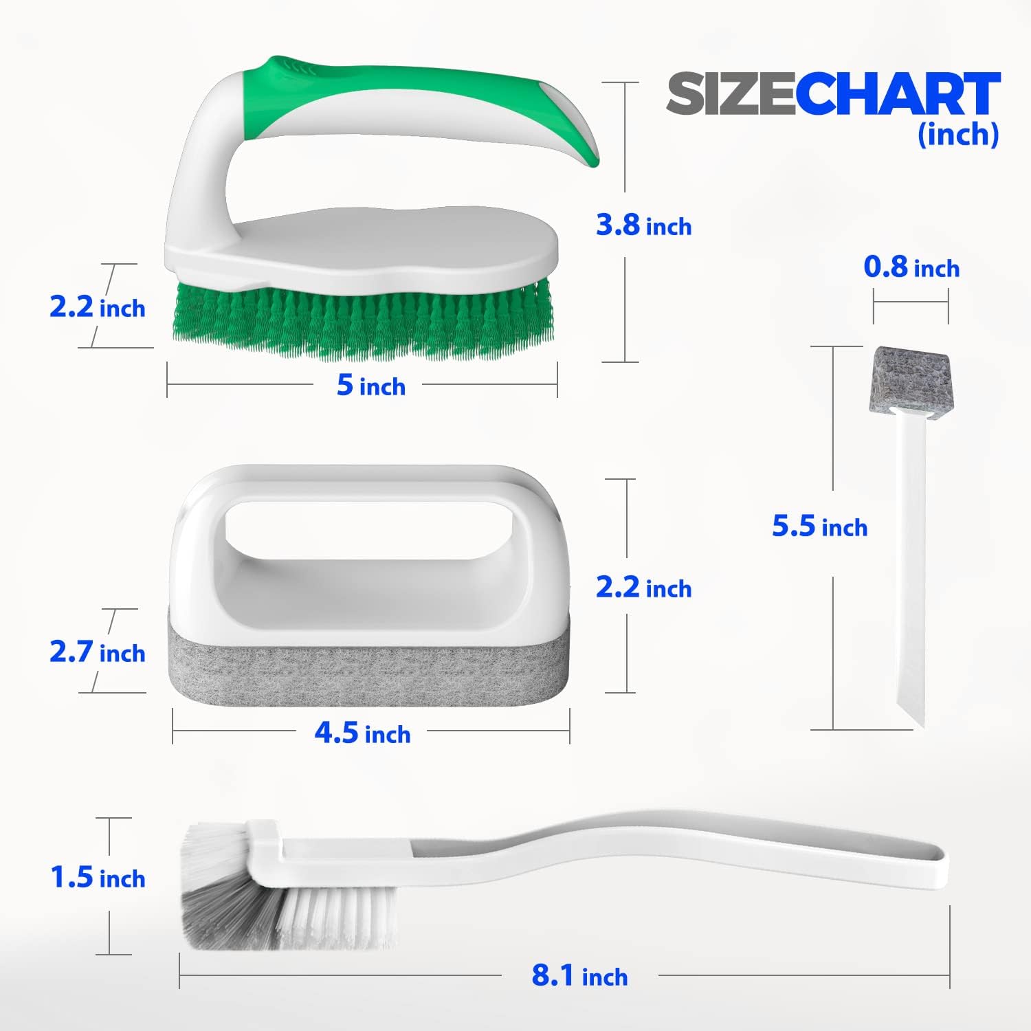7 Pack Deep Cleaning Brush Set, Scrub Pads with Scraper Tip for Pool Walls, Bathroom, Grout, Floor, Bike, Tub