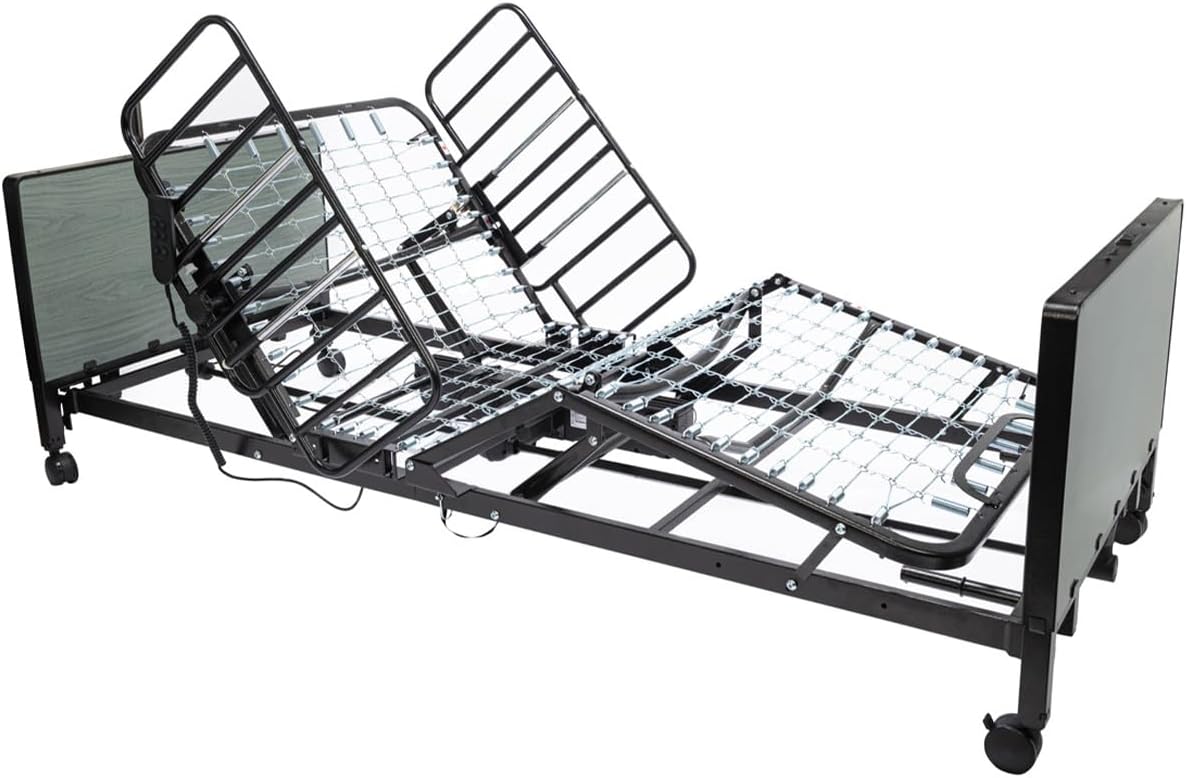Fully Electric Hospital Bed Set - Foam Mattress, Half Rails Included - Enhanced Comfort, Convenience