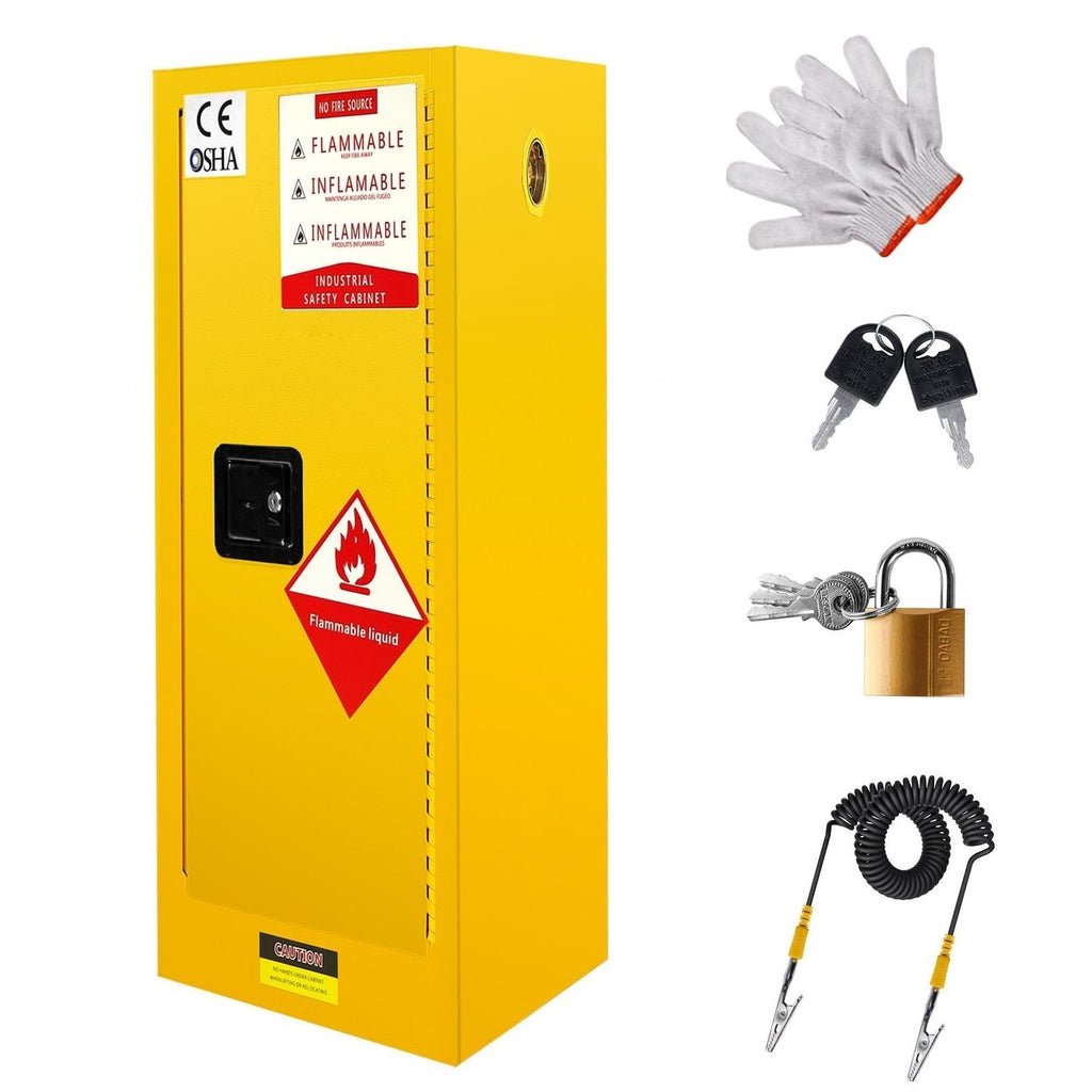Flammable Safety Cabinet, Safety Storage Cabinet, Adjustable Shelf, Yellow