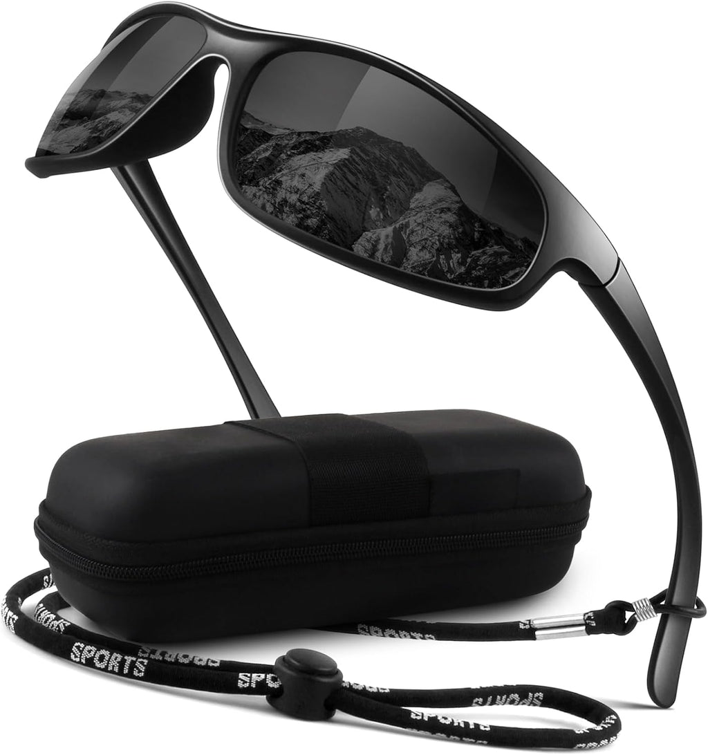 Polarized Sports Sunglasses Men Women,Wraparound UV400 Protection | Ultralight Sun Glasses for Driving Fishing