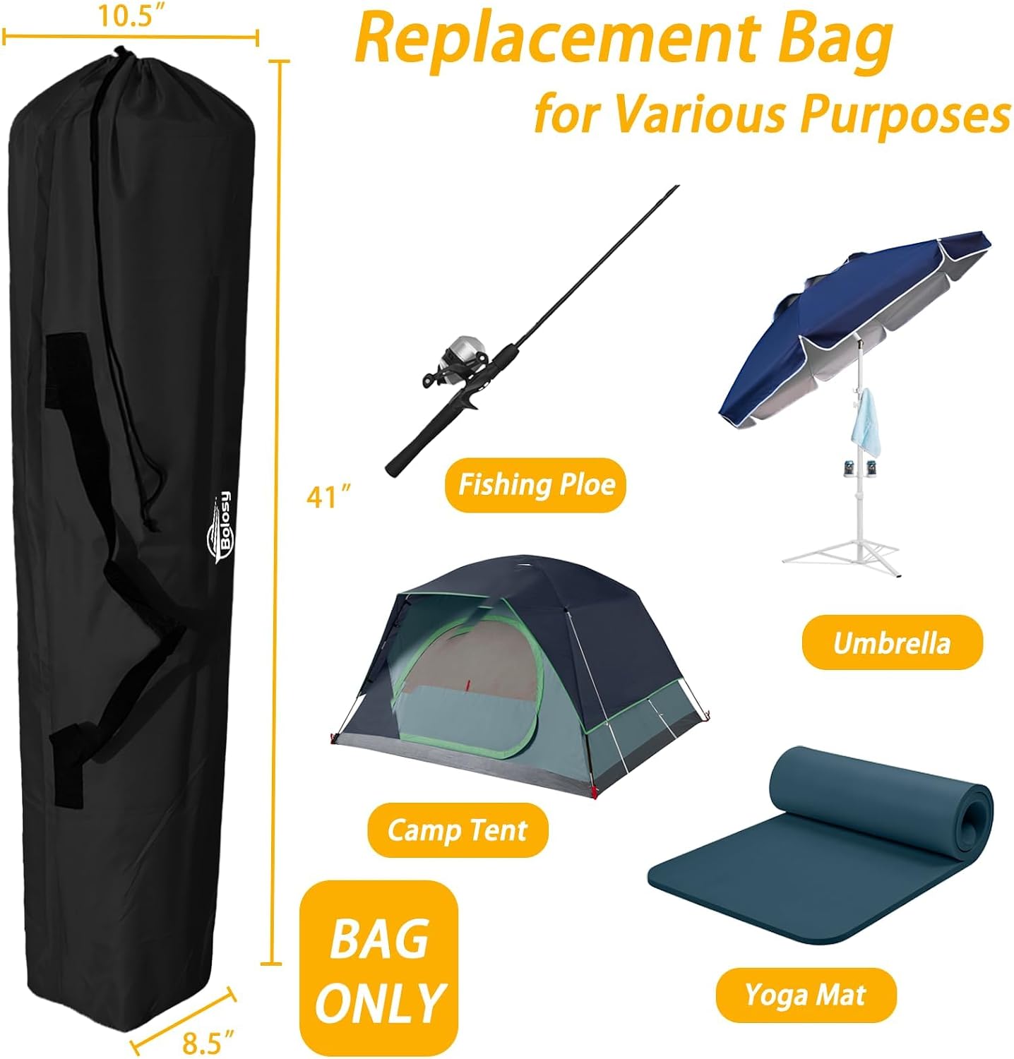 41"x10.5"x8.5" Replacement Bag for Folding Camping Chair, Camp Chairs, Hammock, Yoga Mat, Beach Chair Replacement