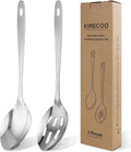 2PCS Stainless Steel Serving Spoons Set, Solid & Slotted
