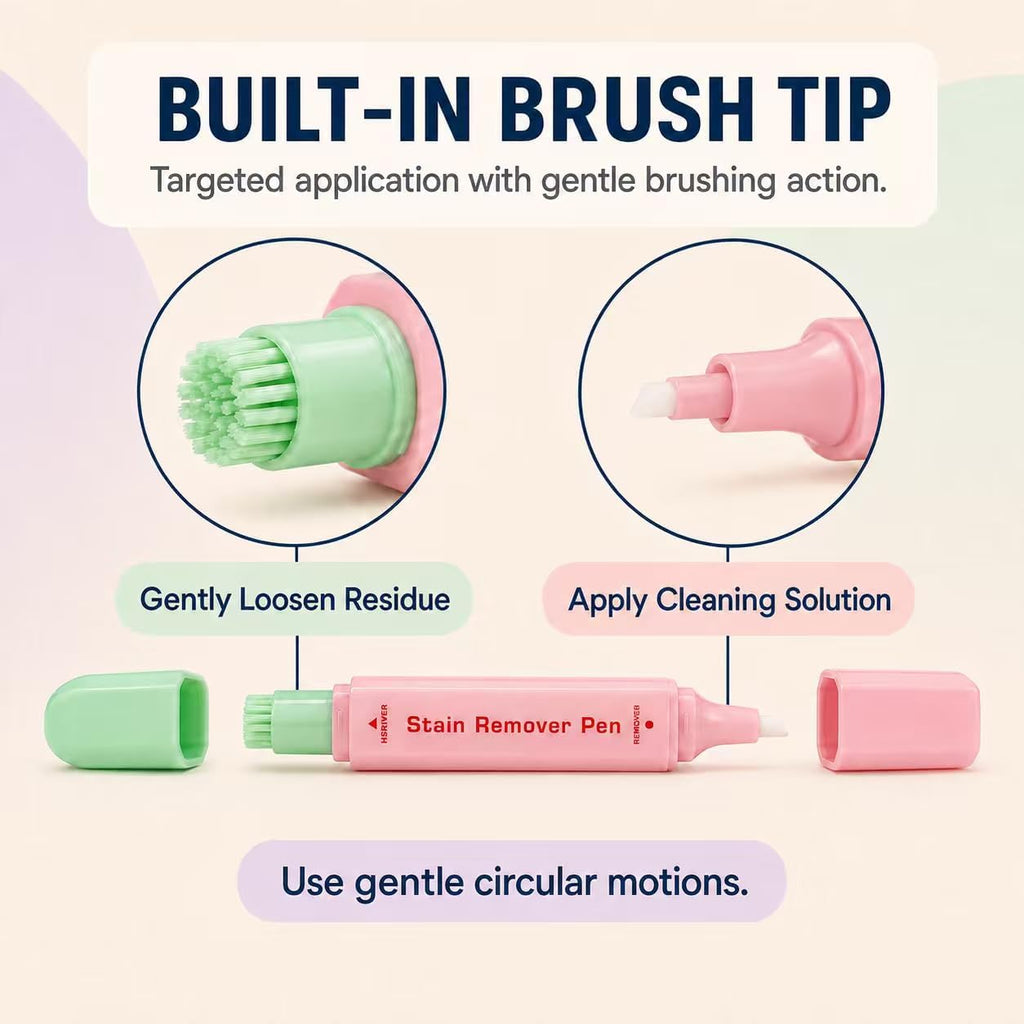 Stain Remover Pen for Clothes, Dual-Tip with Brush, Portable 2 Pack