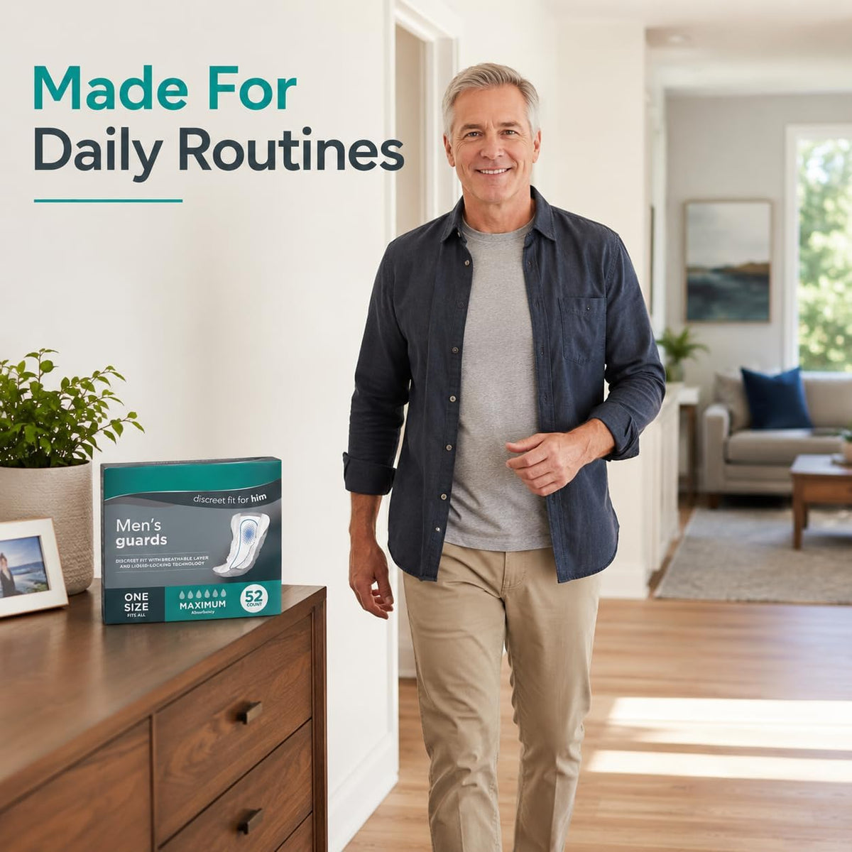 Adult Incontinence Guards for Men, Maximum Absorbency, 52 Count