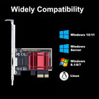10Gtek 2.5G NIC PCIe Network Adapter 2500/1000/100Mbps PCIe Gigabit Ethernet Card, Single RJ-45 Port, with Realtek RTL8125 Controller, Support Windows Server/Ubuntu/Centos/Debian