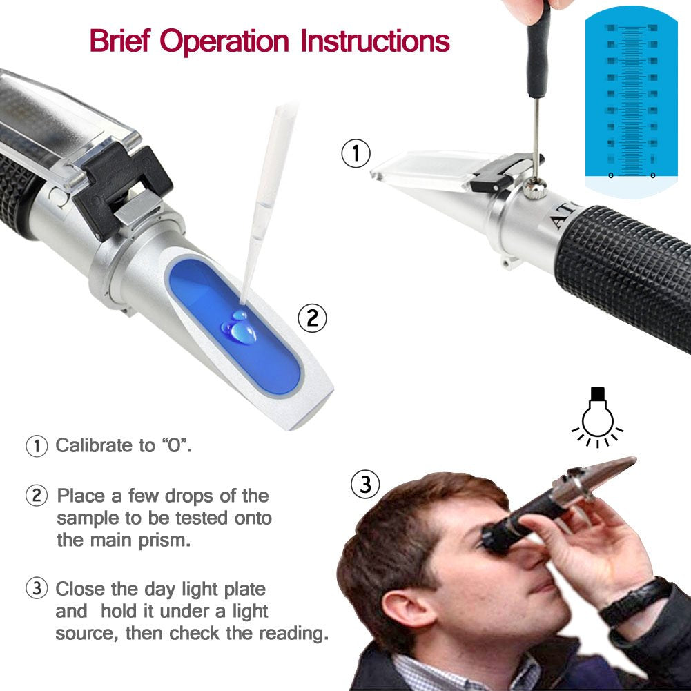 Refractometer for Grape Wine Brewing, Measuring Sugar Content in Original Grape Juice and Predicting The Wine Alcohol