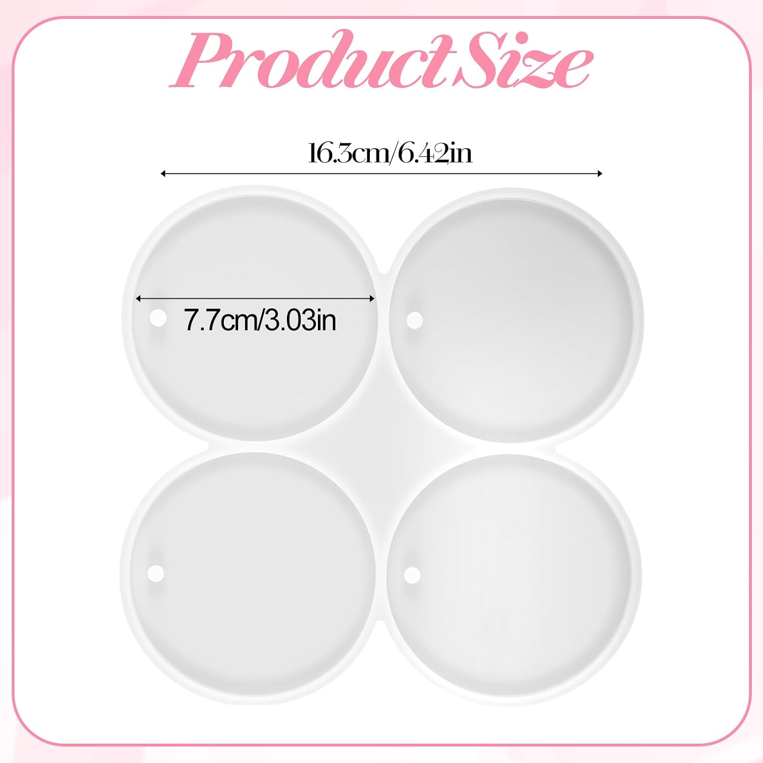 4 Cavity Round Resin Coaster Molds, 3 Inch Epoxy Resin Molds Silicone, Cavity Circle Silicone Mold with Hole for