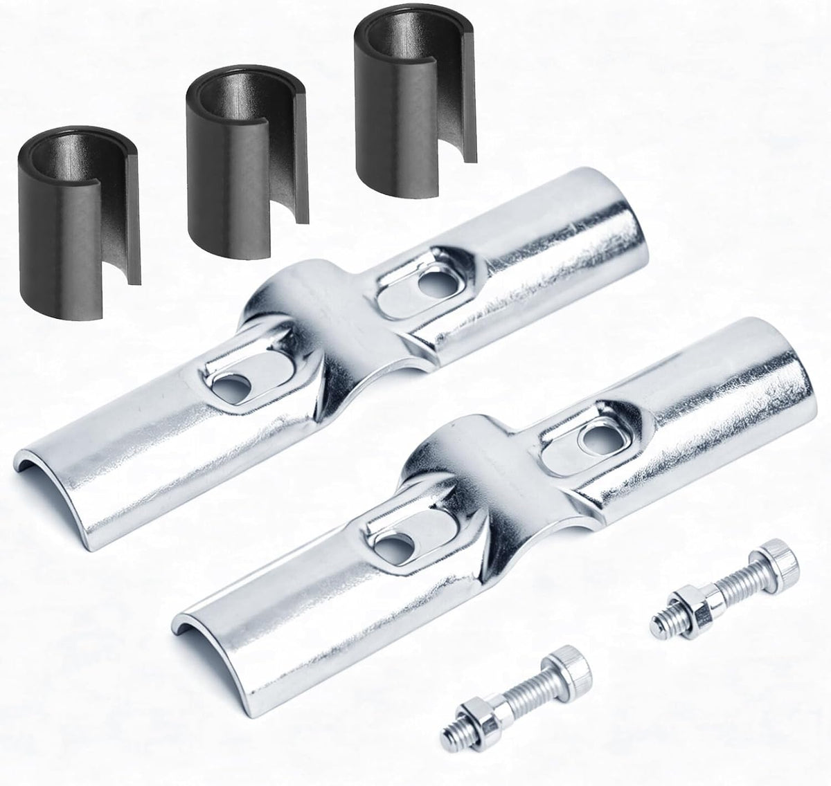 10 Sets 180 Degree Pipe Clamp Cross Connectors, Fits 3/4" EMT Directly | Adapter Shims for 1/2" EMT