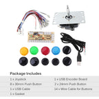 Zero Delay Game DIY Kit - PC Joystick with 10 Buttons, USB Encoder Board, Game Accessories for 1 Player MAME Project