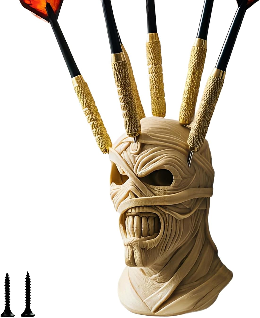 Mummy Dart Holder Display Stand, Novelty Wall Mount Organizer Rack for 6 Steel Tip Darts, Sturdy Storage Brackets