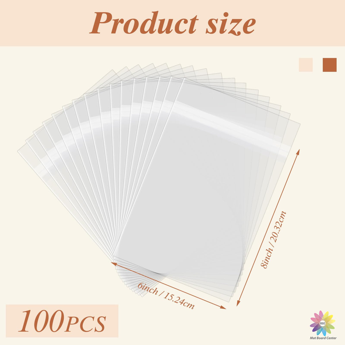 Mat Board Center Clear Resealable Plastic Sleeves, 6 1/2" x 8 1/3"