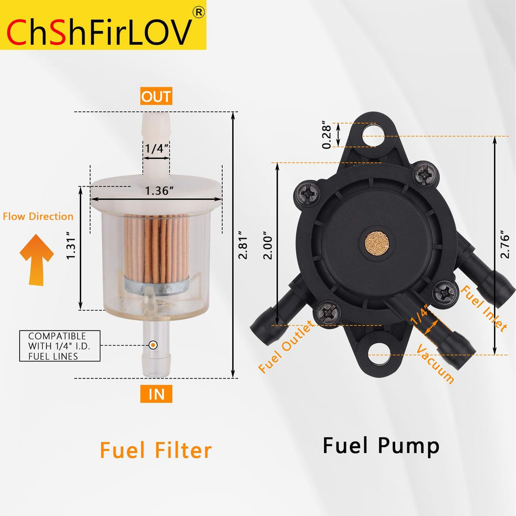 49040-2075 Fuel Pump 49040-7001 & 49019-0027 Fuel Filter for Lawn Mower kawasaki FH721V FH680D FH680V FH721D FH381V FH770D FD731V FX730V FX751V FX801V FX850V
