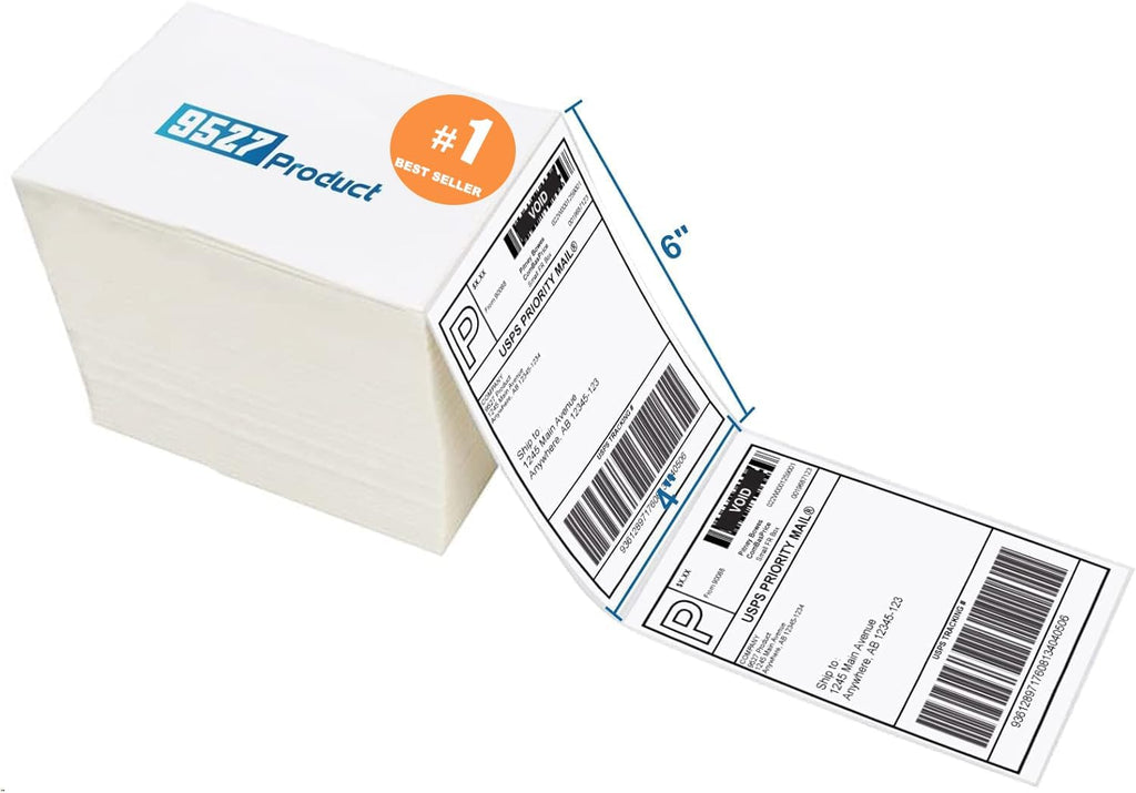 Fanfold 4 x 6 Direct Thermal Labels White Perforated Shipping Labels, 500pcs per Stack,1 Stack