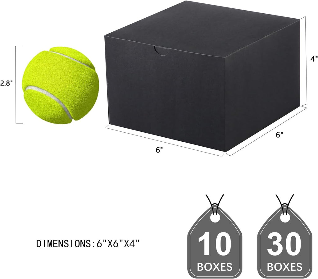 10 Gift Boxes 6x6x4 Inches, Matte Black Gift Boxes Bulks