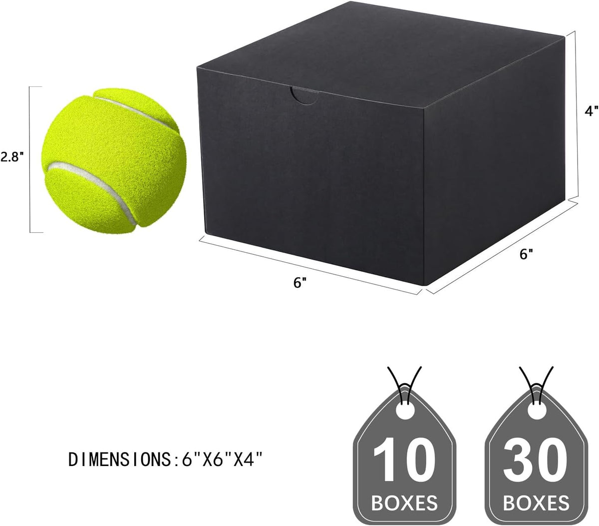 10 Gift Boxes 6x6x4 Inches, Matte Black Gift Boxes Bulks