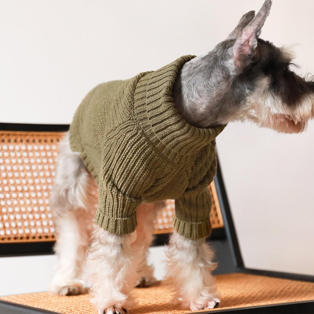 Thermal Knitted Dog Sweater Doggy Winter Coat Pet Clothes Doggie Turtleneck Jacket Puppy Outfits Cat Sweatsuit Sage