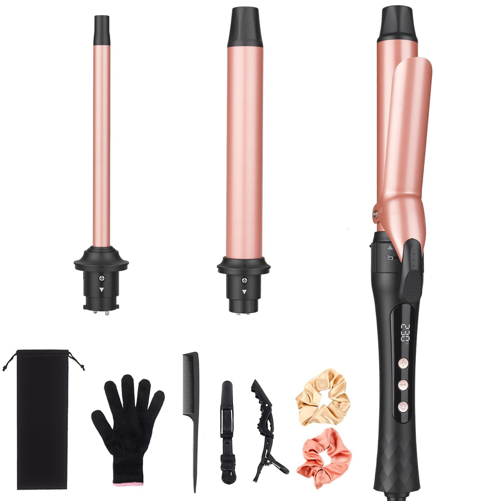 3 in 1 Curling Iron Set with Interchangeable Ceramic Barrels