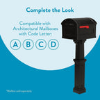 Grand Haven Plastic Mailbox Post, Compatibility Code A, B, C, D, GHP00BAM, Black | Heavy-duty post with