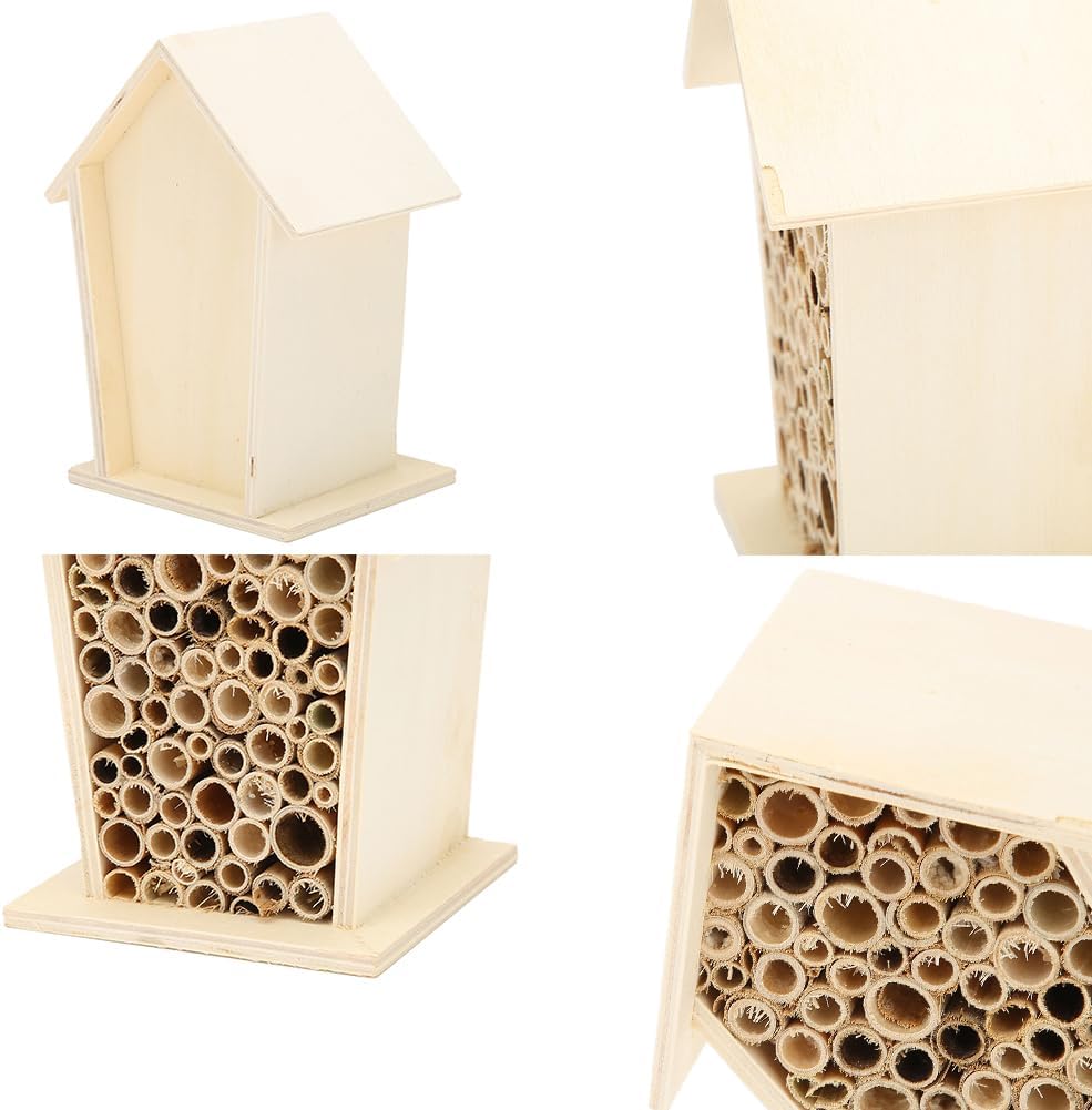 Wooden Bee House, Hanging Bamboo Insect Hotel, 2PCS