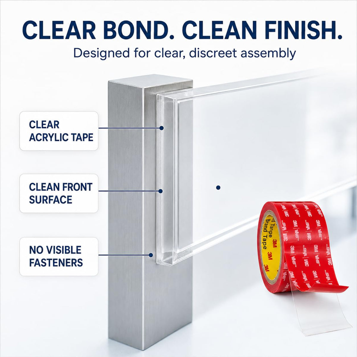3M Double Sided Tape Heavy Duty Thin 1/4’’×10Ft Made with 3M vhb Clear 4905