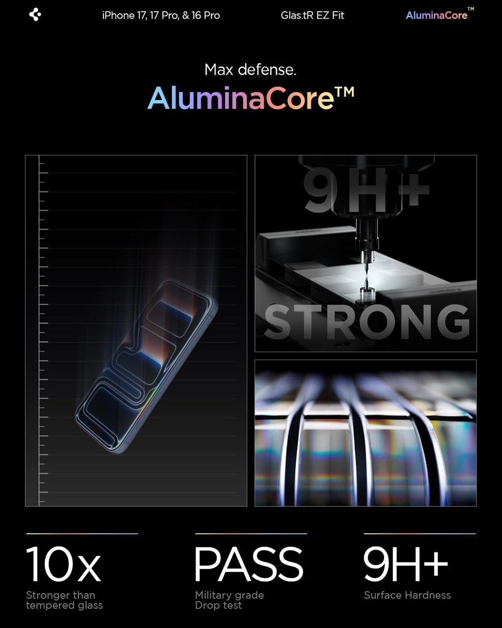 AluminaCore Tempered Glass Screen Protector [Glas.tR EZ Fit] designed for iPhone 17 Pro | iPhone 17 | iPhone 16 Pro