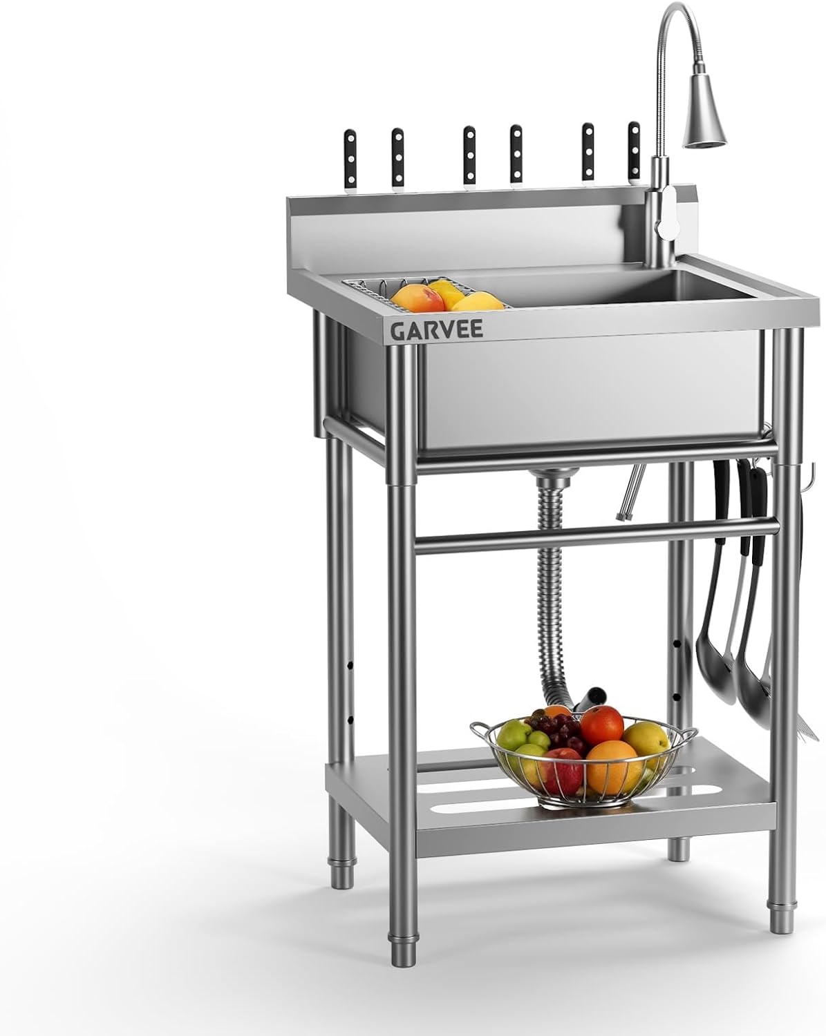 Utility Sink, Single Bowl Kitchen Sinks, Stainless Steel Laundry Tub
