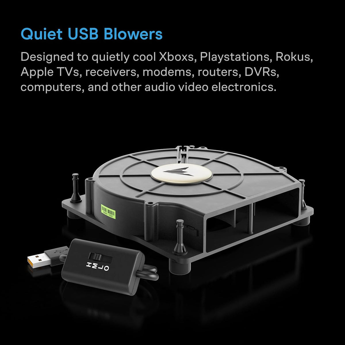 AC Infinity MULTIFAN S2, Ultra-Quiet 120mm USB Blower Fan w/ Speed Control