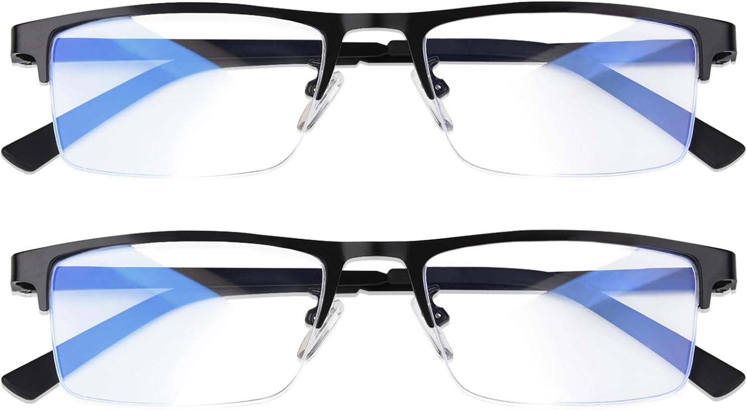 Blue Light Blocking Glasses, Lightweight Metal Half Frame Computer Reading/Gaming/TV/Phones Glasses,Filter UV