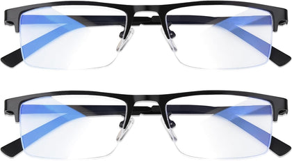 Blue Light Blocking Glasses, Lightweight Metal Half Frame Computer Reading/Gaming/TV/Phones Glasses,Filter UV