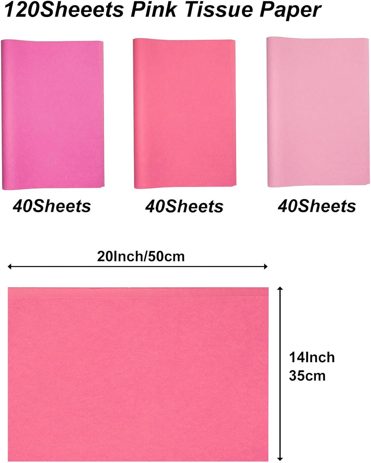 120 Sheet Mix Pink Tissue Paper HMUIKFRY 20x14Inch Wrapping Paper