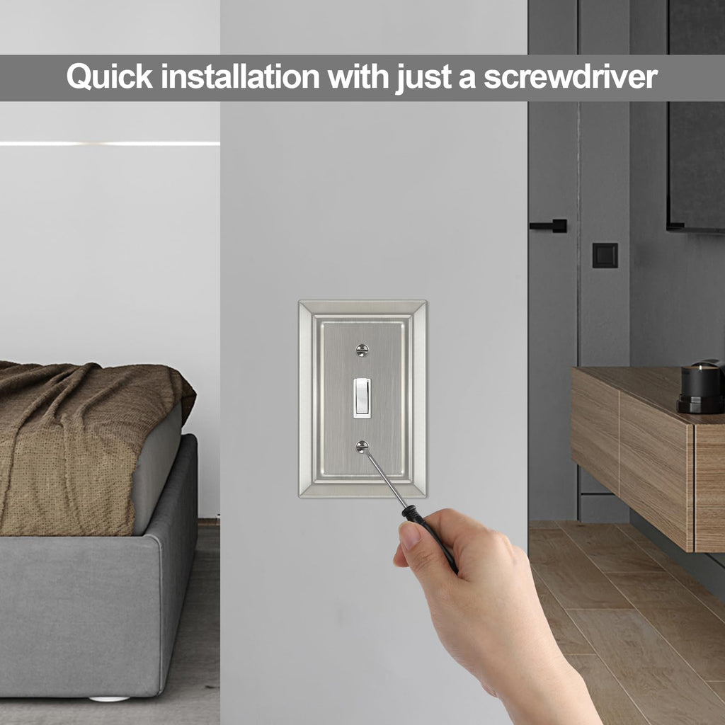 Metal Wall Plate for Light Switch, Applicable to Single Toggle, 6 Pack