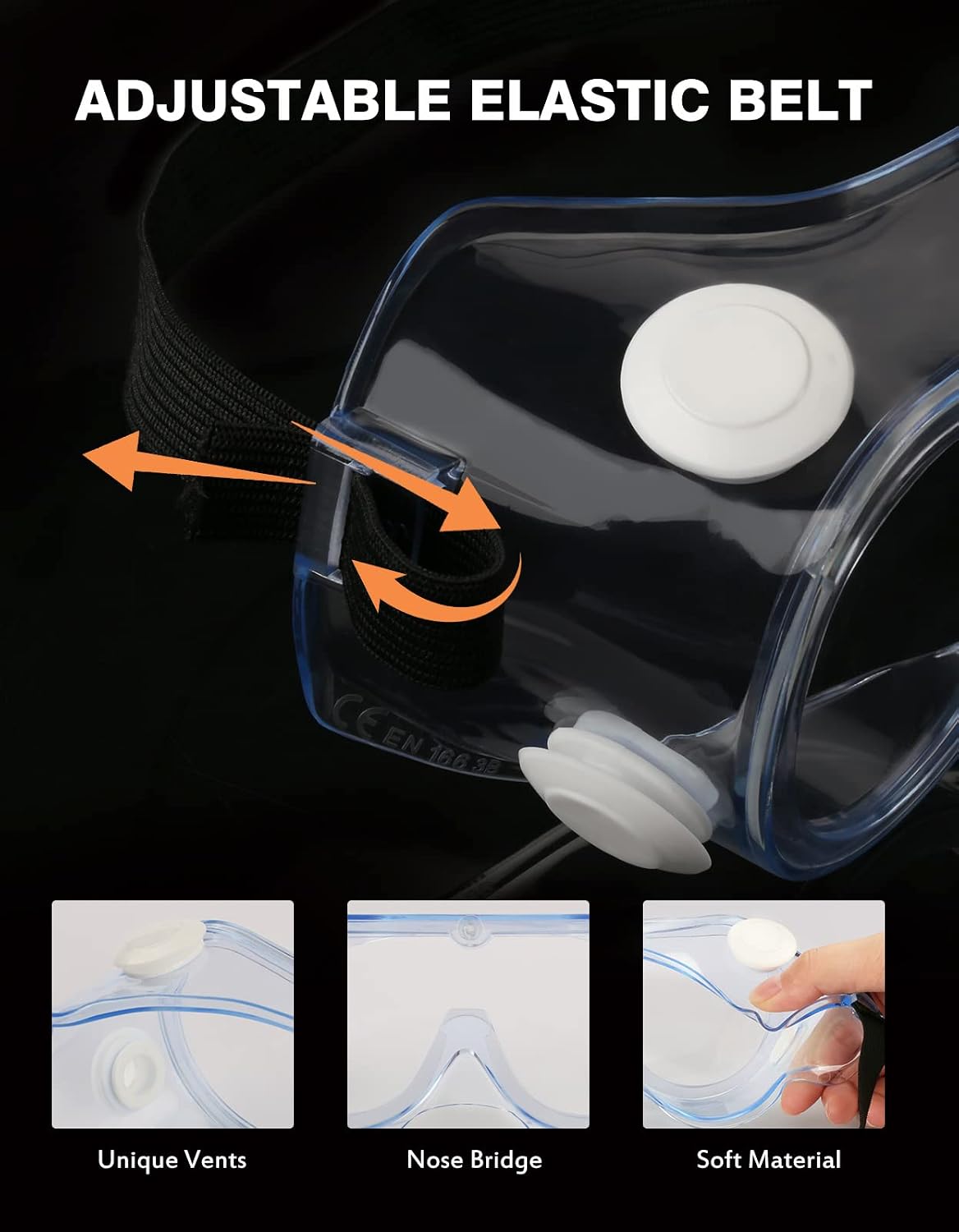 Safety Goggles ANSI Z87.1 Anti-Fog Protective Lab Goggles Chemistry | Comfortable Soft Edge Design, Certified