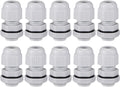 uxcell 10Pcs PG7 Cable Gland 2mm-5mm Wire Hole Waterproof Nylon Joint Adjustable Locknut with Washer White