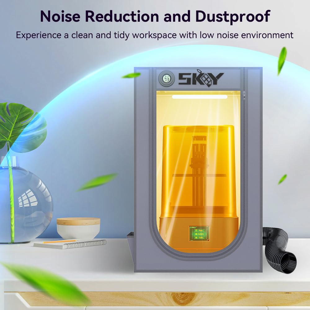 Resin 3D Printer Enclosure Cover Tent with Ventilation, LED Light, Thermo-Hygrometer, Odor Elimination 24 x 18 x 18