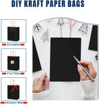 100-Pack Medium Size Gift Paper Bags with Handles Bulk 10.6"x8.3"x4.3" Black Party Kraft Shopping Bags