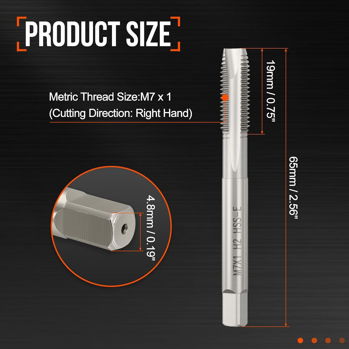 M7 x 1 Spiral Point Tap M2 High Speed Steel Polished Finish