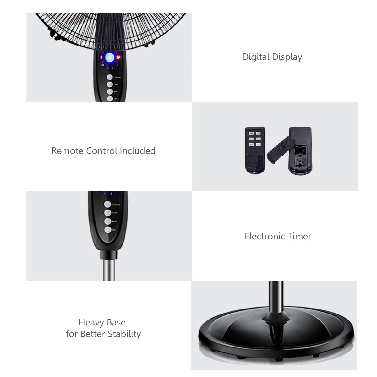 16" Dual Blade Pedestal Fan, Oscillating Stand Fan Height Adjustable with Remote Control, 3 Speed Settings, Timer