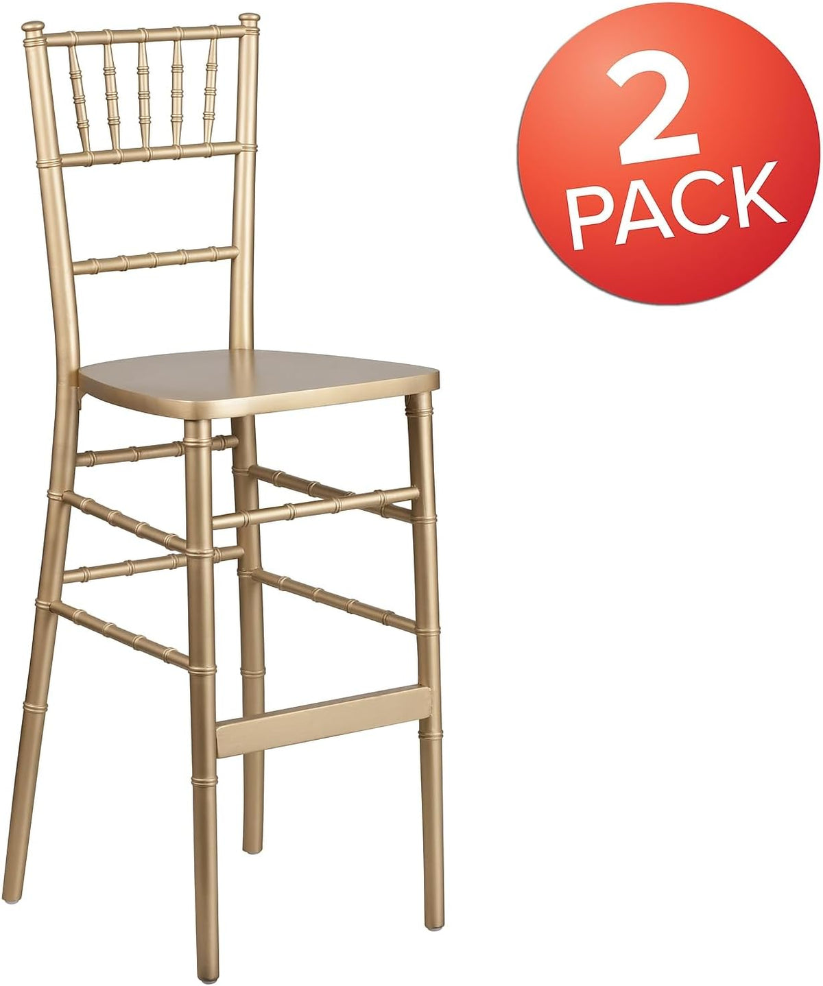 Hercules Wood Chiavari Chair, Gold, 2-Pack