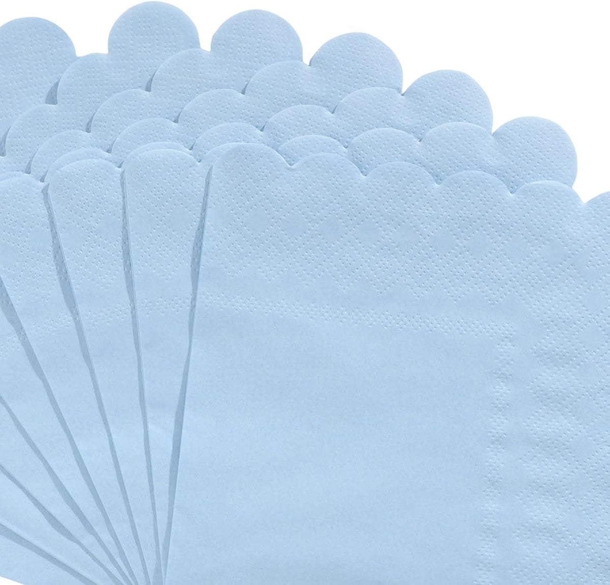 120 Pcs Cocktail Napkins Light Blue Napkins Scalloped, 5 Inch