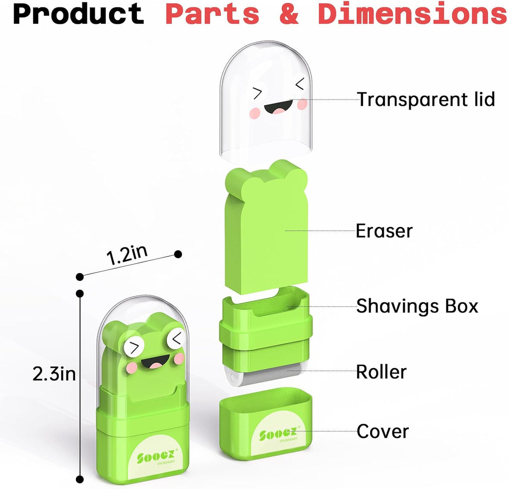 12 Pack Pencil Erasers, Cute Animal Eraser with Clean up Roller and Cover, Latex-Free, Bulk Art Drawing Erasers for